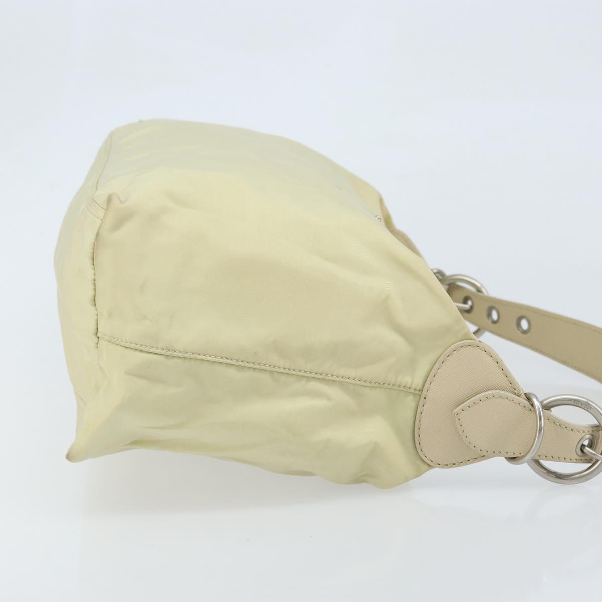 PRADA Shoulder Bag Nylon Ivory Silver Auth ep13428