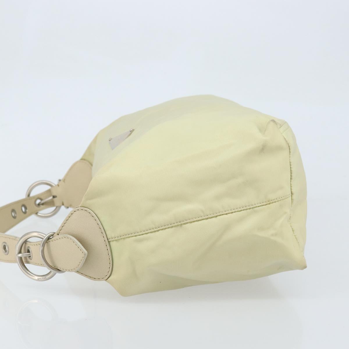 PRADA Shoulder Bag Nylon Ivory Silver Auth ep13428