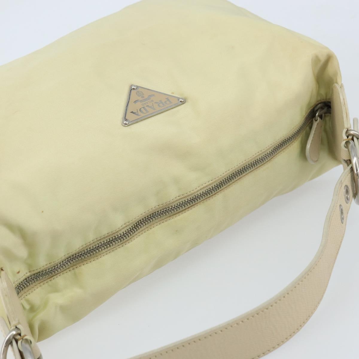 PRADA Shoulder Bag Nylon Ivory Silver Auth ep13428