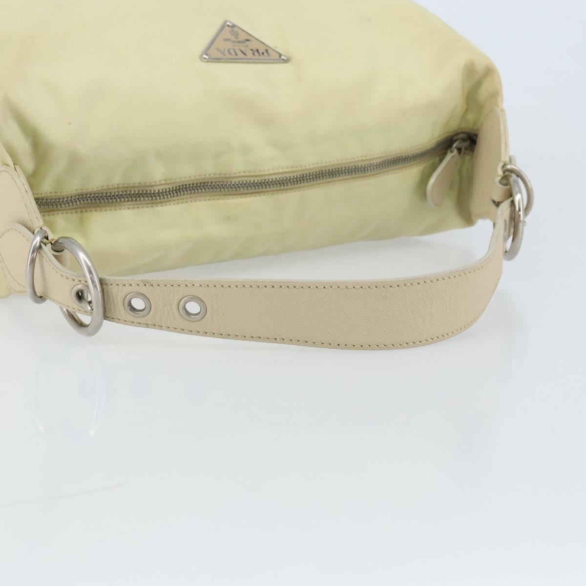 PRADA Shoulder Bag Nylon Ivory Silver Auth ep13428