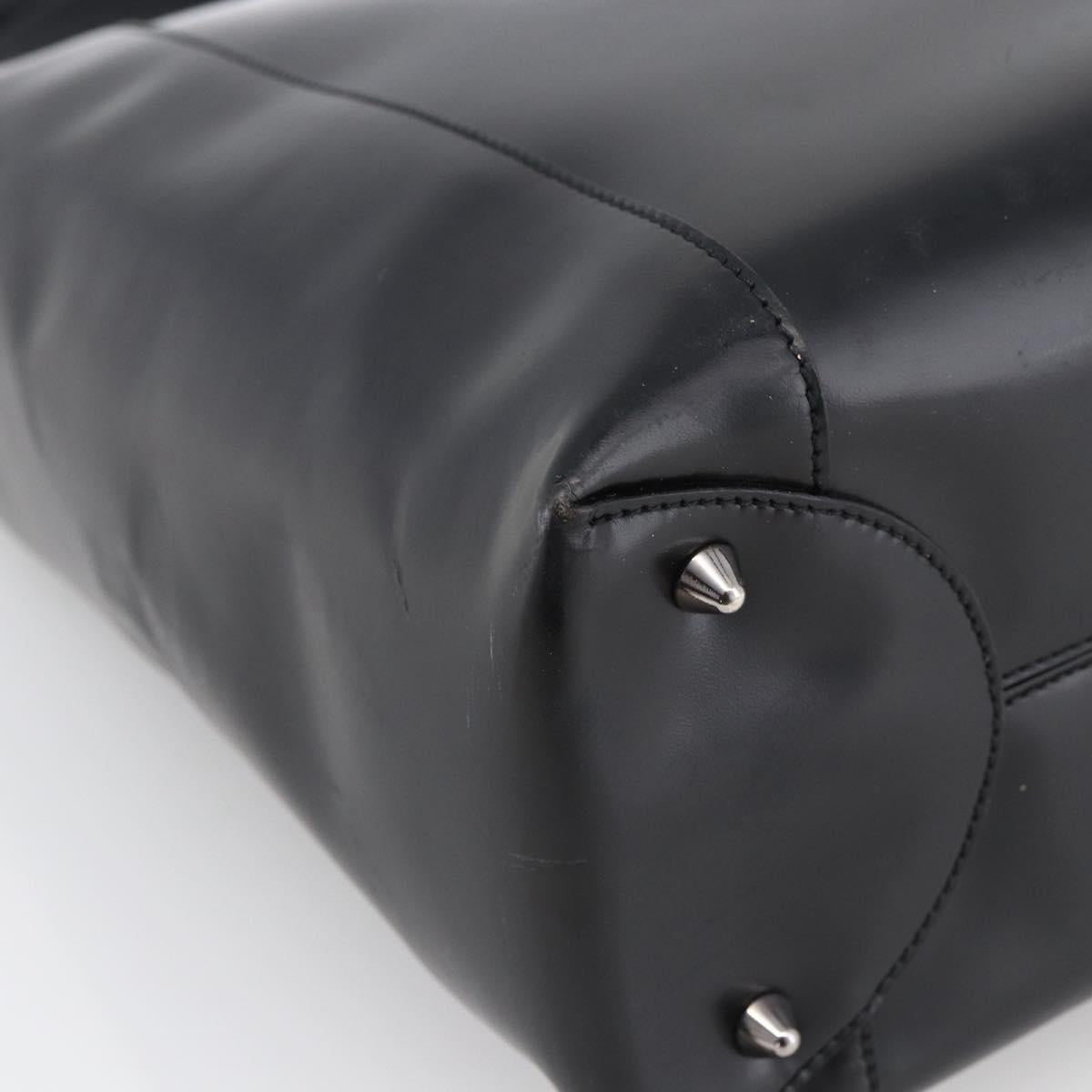 Christian Dior Maris Pearl Tote Bag Patent leather Black Silver Auth ep13429