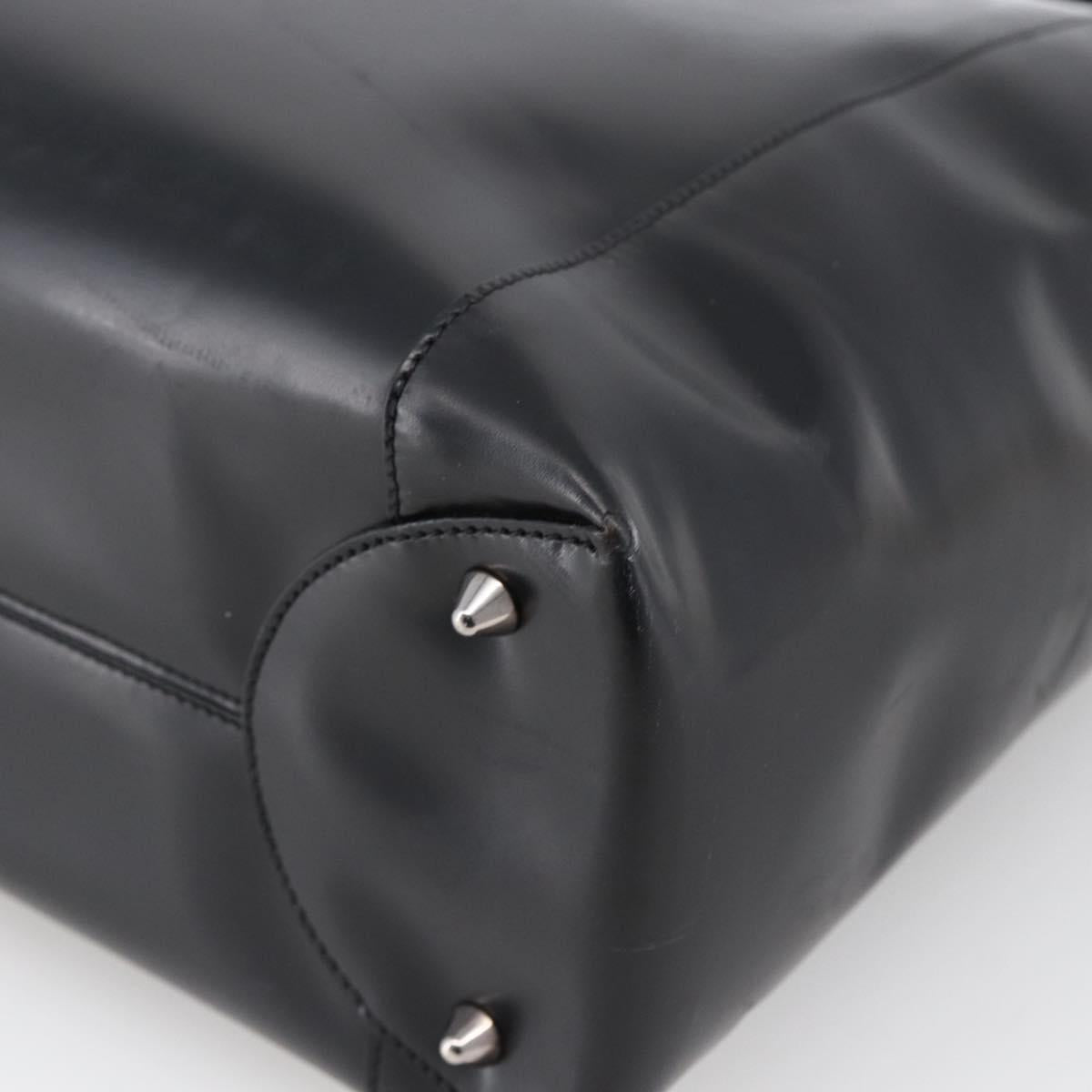 Christian Dior Maris Pearl Tote Bag Patent leather Black Silver Auth ep13429