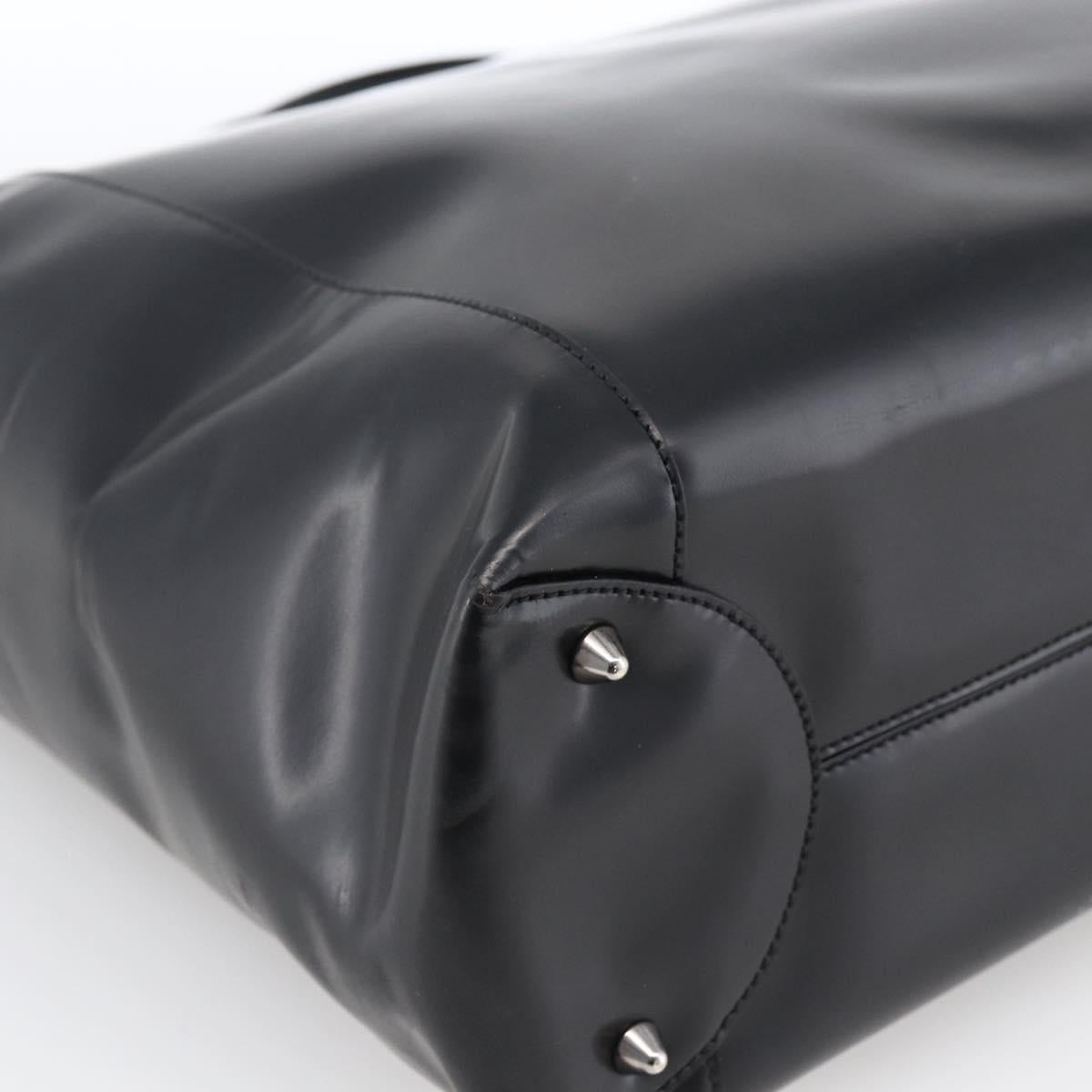 Christian Dior Maris Pearl Tote Bag Patent leather Black Silver Auth ep13429