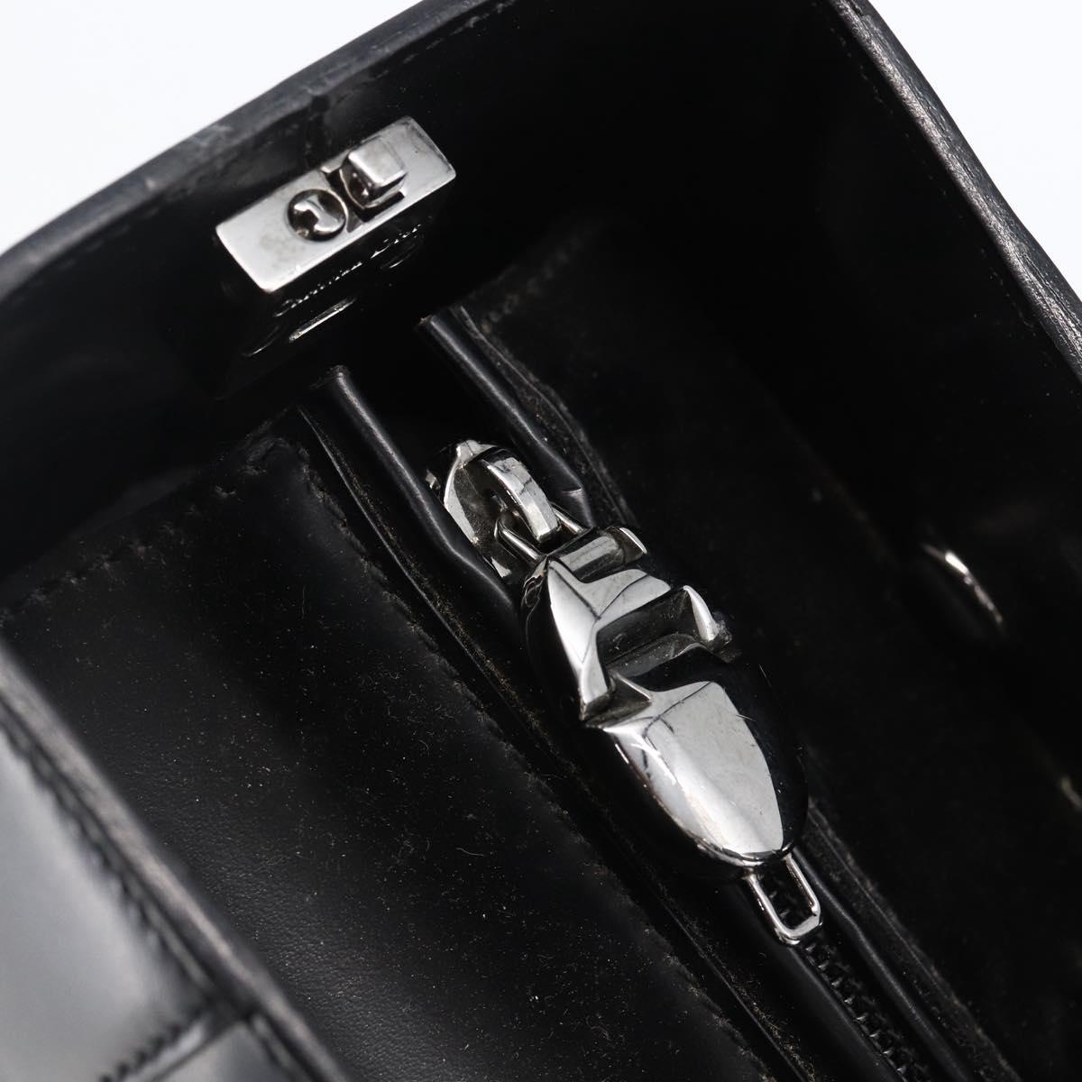 Christian Dior Maris Pearl Tote Bag Patent leather Black Silver Auth ep13429