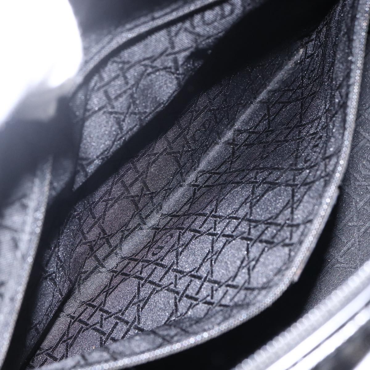 Christian Dior Maris Pearl Tote Bag Patent leather Black Silver Auth ep13429