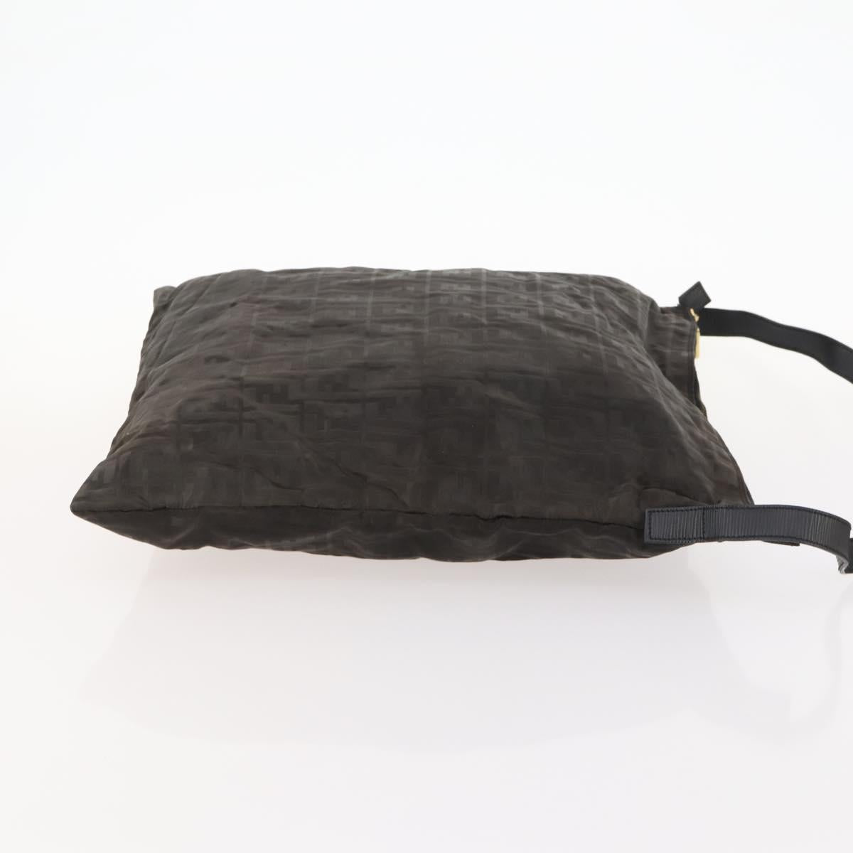 FENDI Zucca Canvas Shoulder Bag Black Gold Auth ep13431