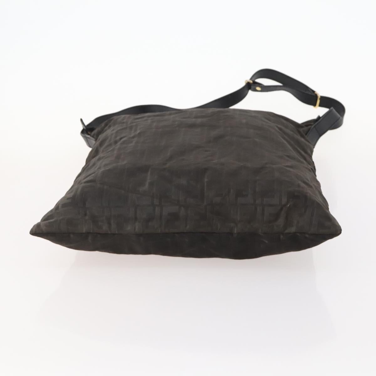 FENDI Zucca Canvas Shoulder Bag Black Gold Auth ep13431