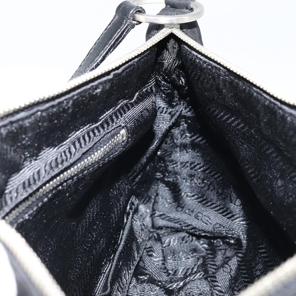 PRADA Shoulder Bag Nylon Black Silver Auth ep13433