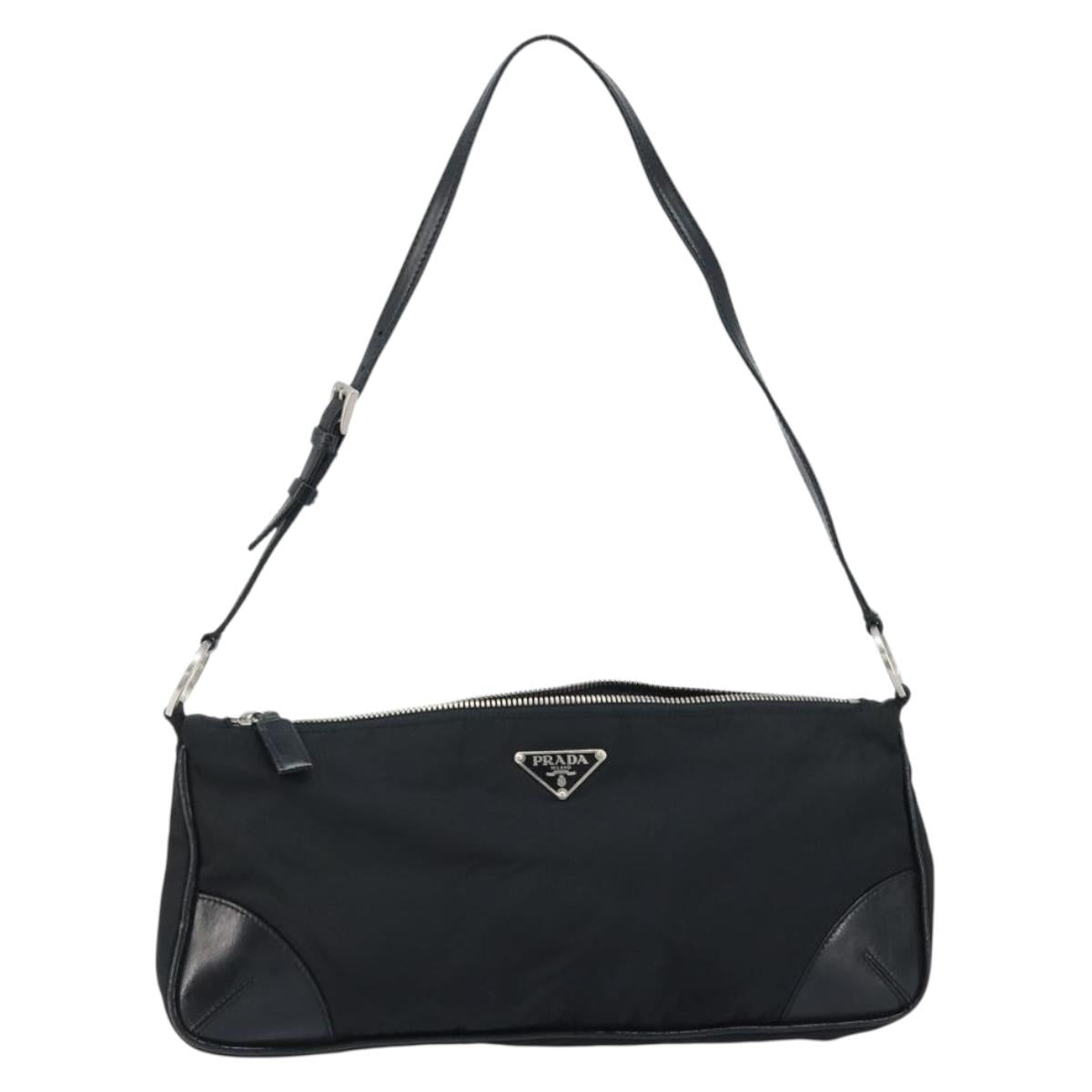 PRADA Shoulder Bag Nylon Black Silver Auth ep13433