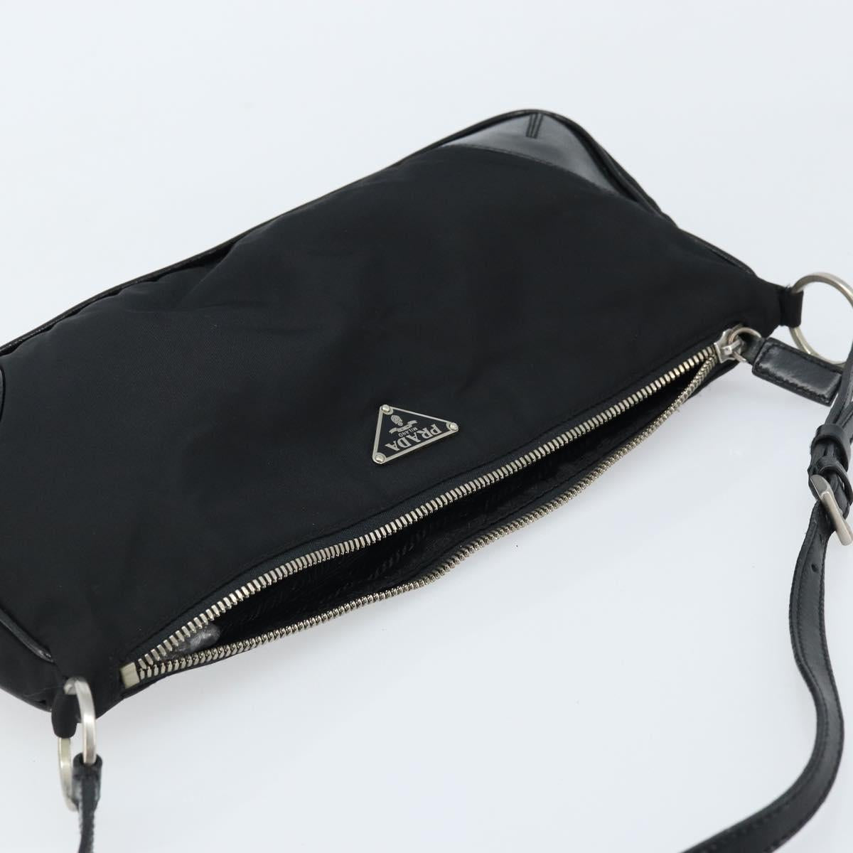 PRADA Shoulder Bag Nylon Black Silver Auth ep13433