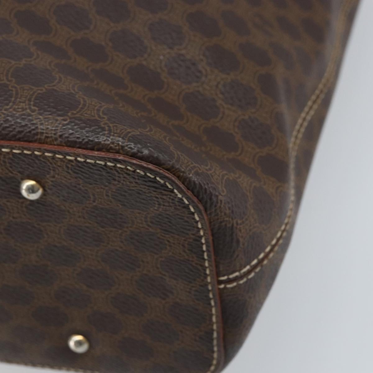 CELINE Macadam Canvas Shoulder Bag PVC Leather Brown Gold Auth ep13438