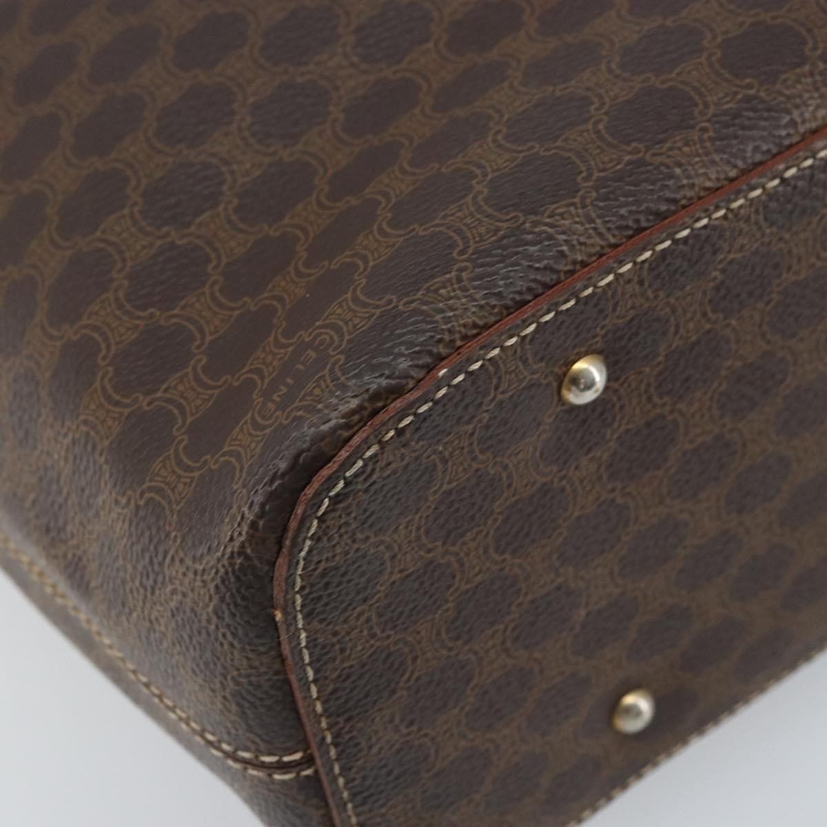 CELINE Macadam Canvas Shoulder Bag PVC Leather Brown Gold Auth ep13438