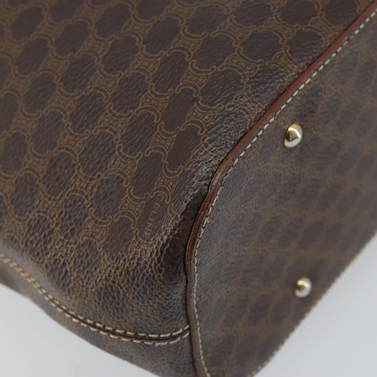 CELINE Macadam Canvas Shoulder Bag PVC Leather Brown Gold Auth ep13438