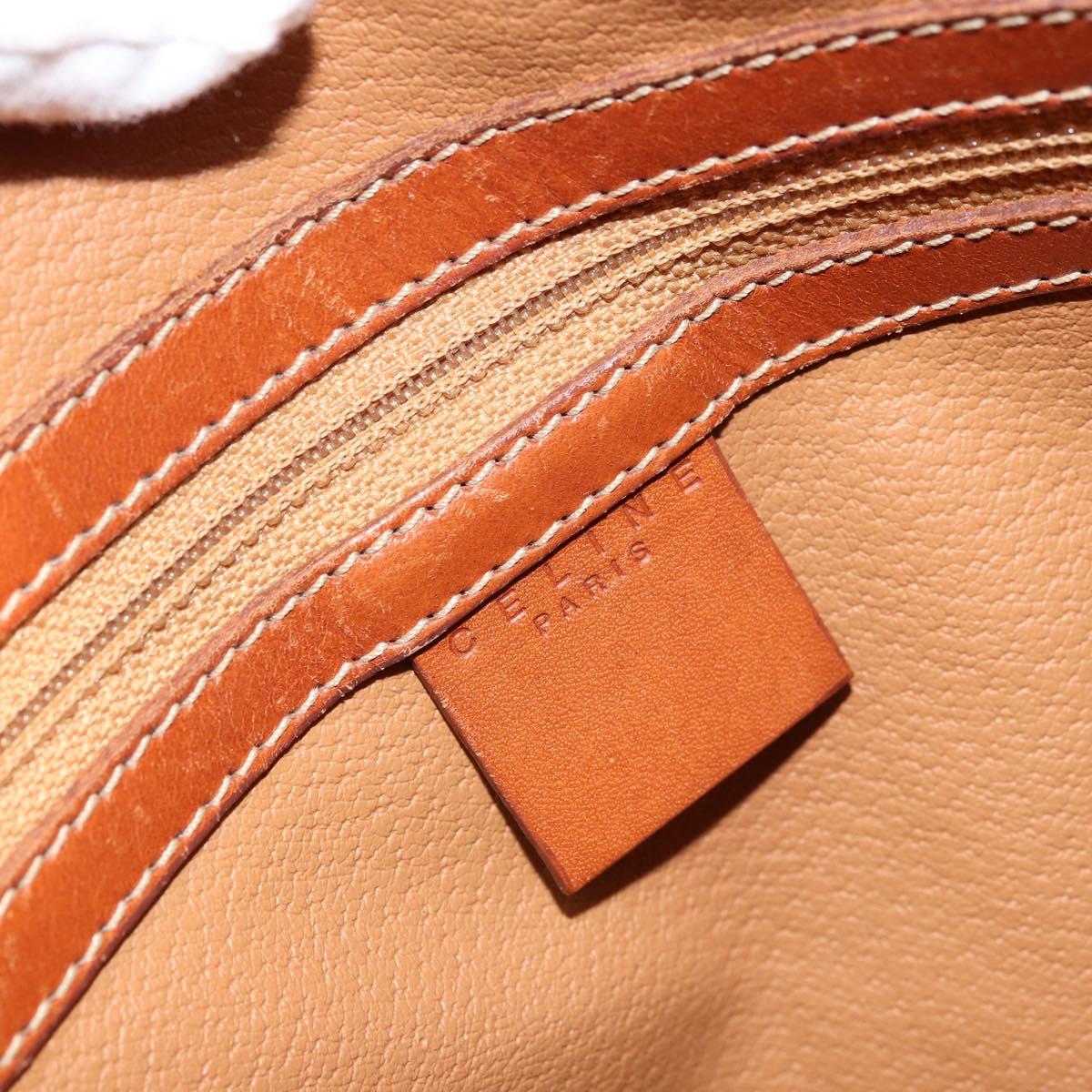 CELINE Macadam Canvas Shoulder Bag PVC Leather Brown Gold Auth ep13438