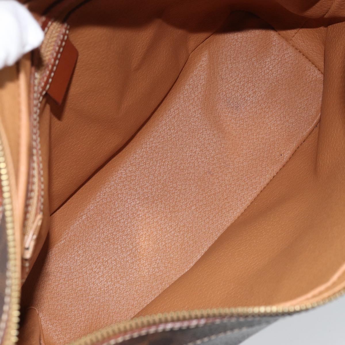 CELINE Macadam Canvas Shoulder Bag PVC Leather Brown Gold Auth ep13438