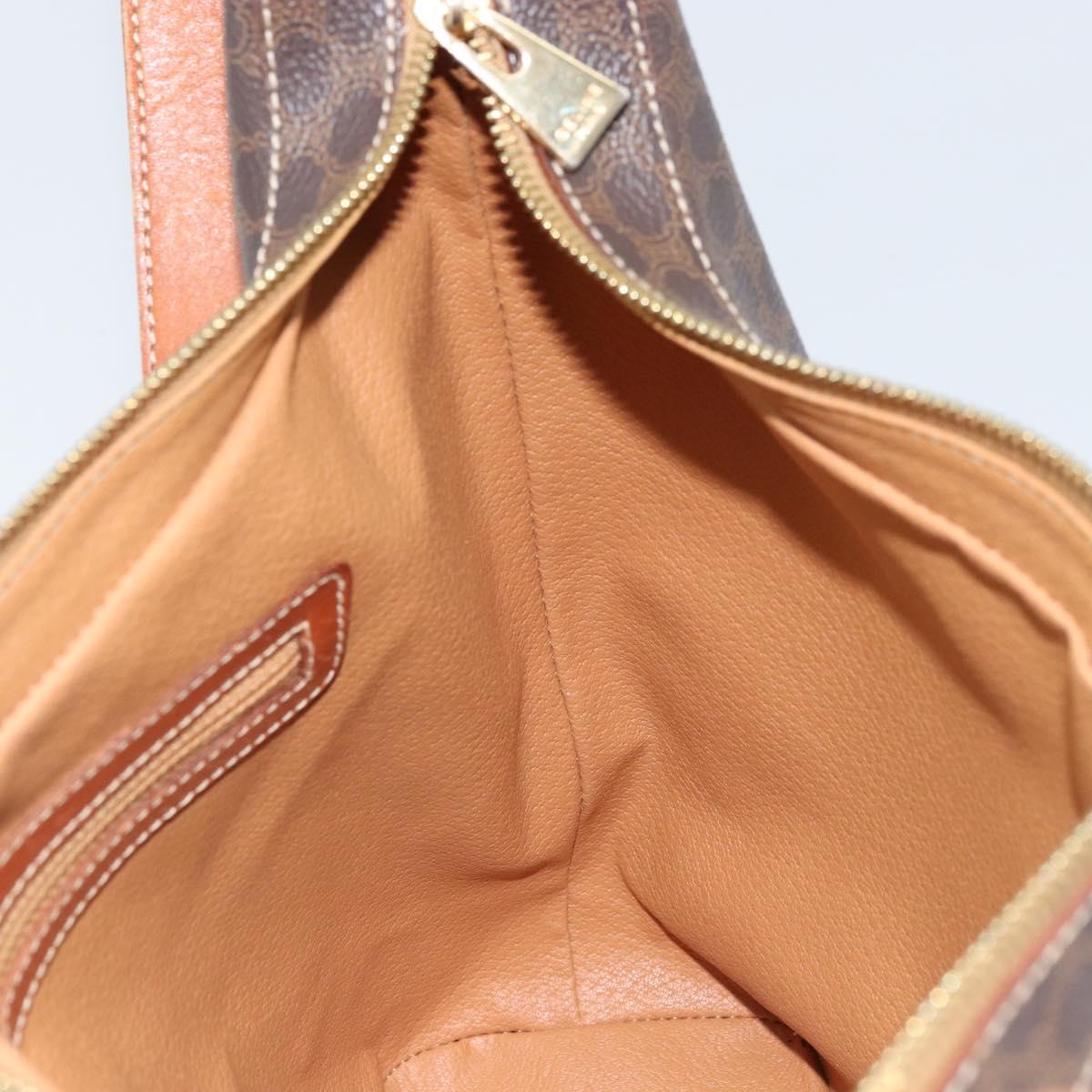 CELINE Macadam Canvas Shoulder Bag PVC Leather Brown Gold Auth ep13438