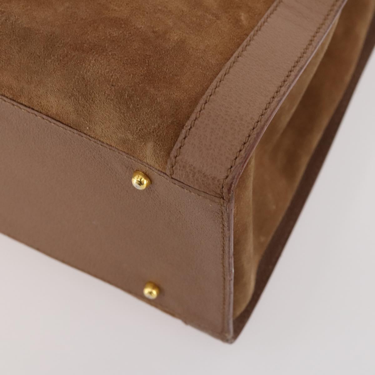 GUCCI Bamboo Shoulder Bag Suede Brown Gold 002 1434 0259 Auth ep13442