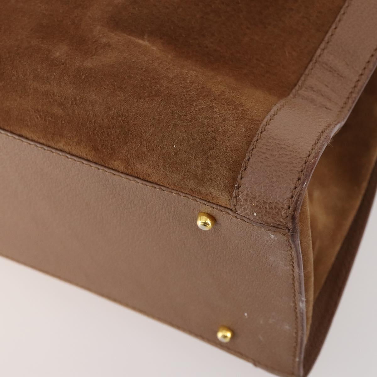 GUCCI Bamboo Shoulder Bag Suede Brown Gold 002 1434 0259 Auth ep13442