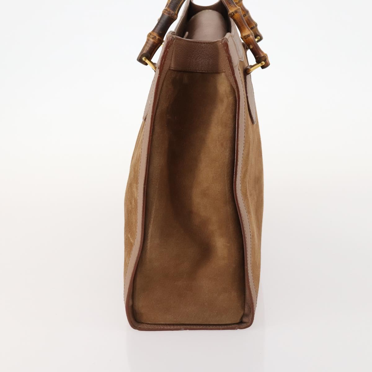 GUCCI Bamboo Shoulder Bag Suede Brown Gold 002 1434 0259 Auth ep13442