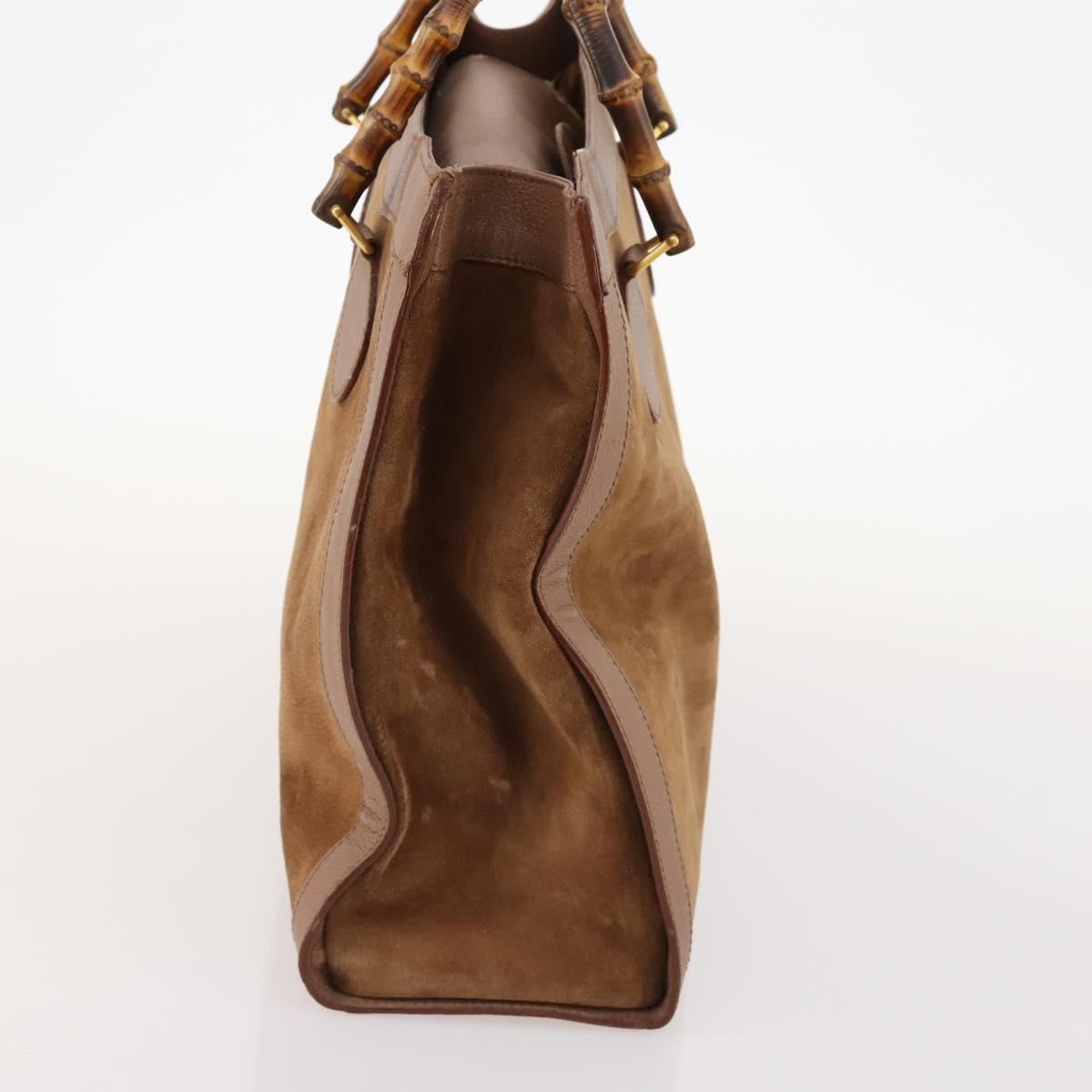GUCCI Bamboo Shoulder Bag Suede Brown Gold 002 1434 0259 Auth ep13442