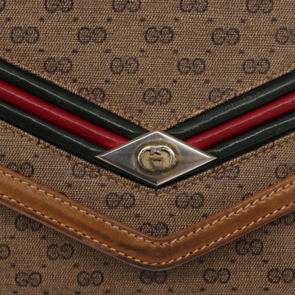 GUCCI Micro GG Supreme Web Sherry Line Shoulder Bag PVC Beige Gold Auth ep13446