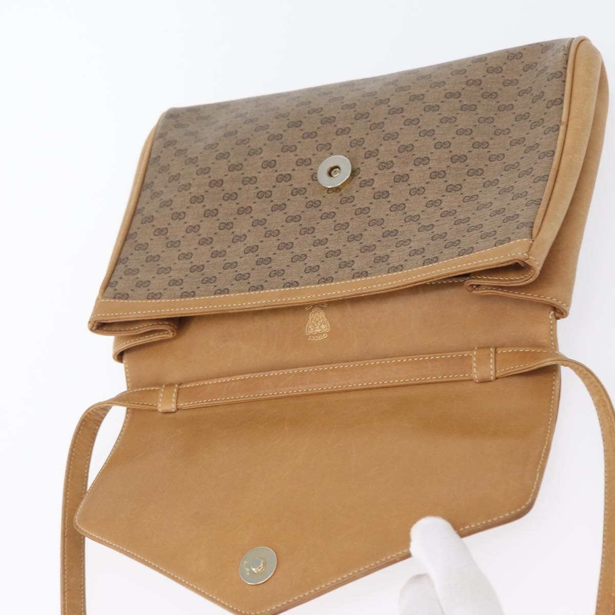 GUCCI Micro GG Supreme Web Sherry Line Shoulder Bag PVC Beige Gold Auth ep13446