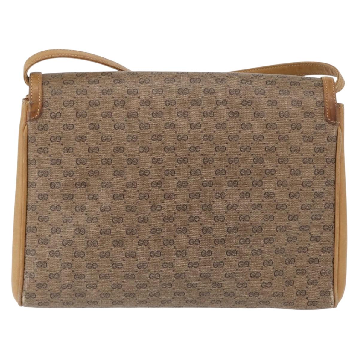 GUCCI Micro GG Supreme Web Sherry Line Shoulder Bag PVC Beige Gold Auth ep13446