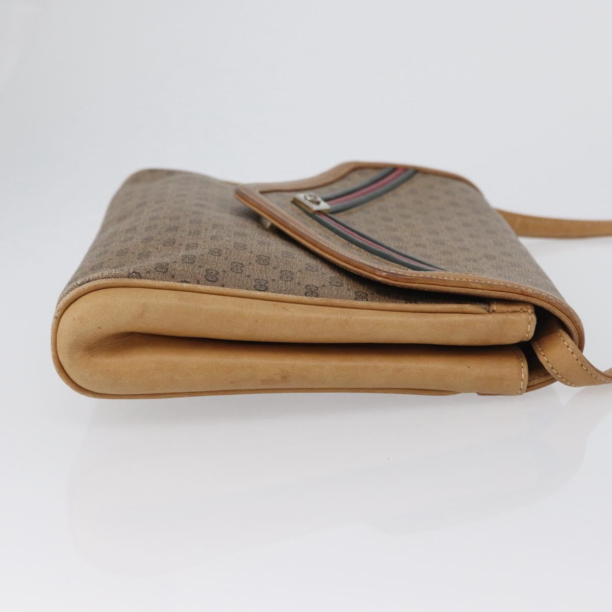 GUCCI Micro GG Supreme Web Sherry Line Shoulder Bag PVC Beige Gold Auth ep13446