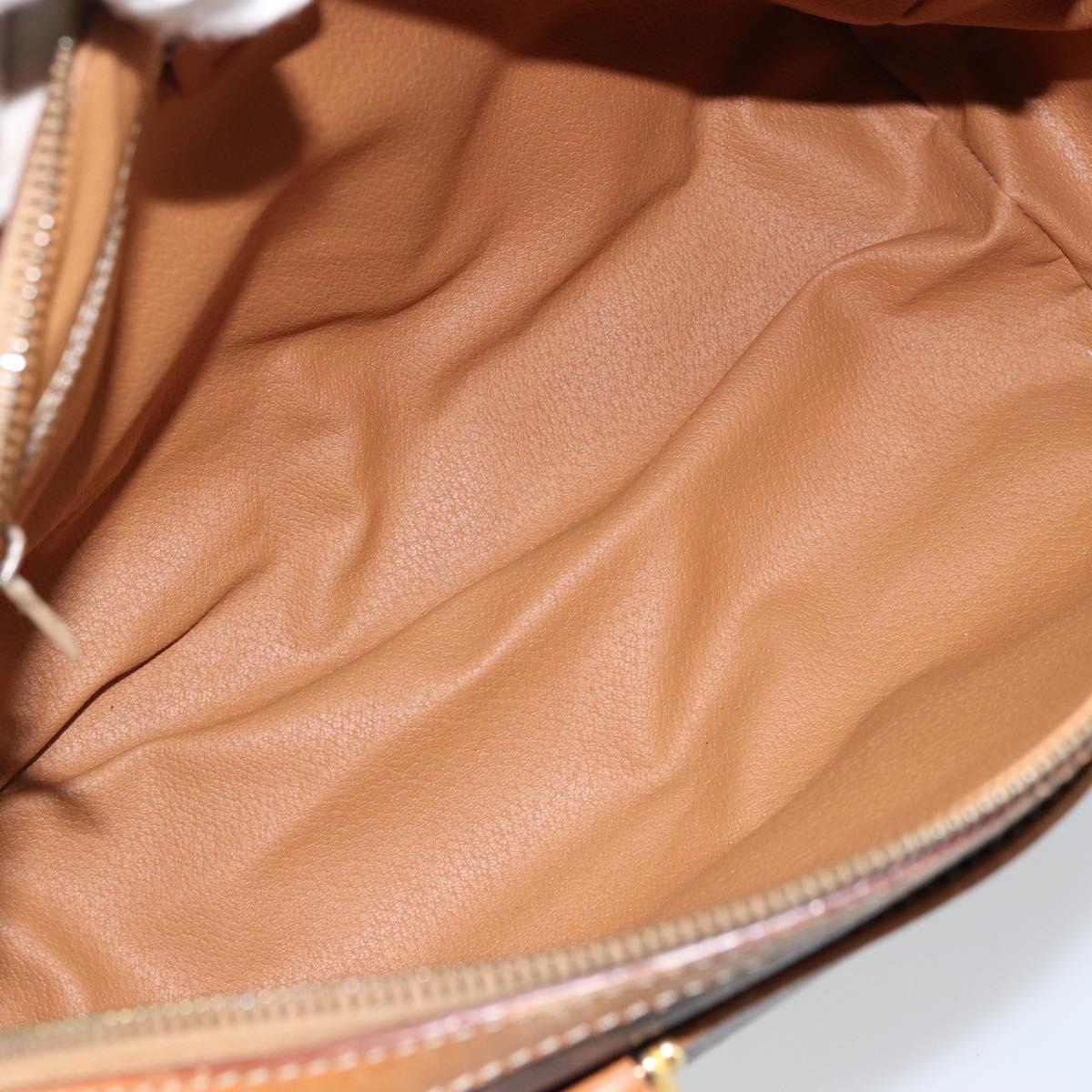 CELINE Macadam Canvas Hand Bag PVC Leather Brown Gold Auth ep13448