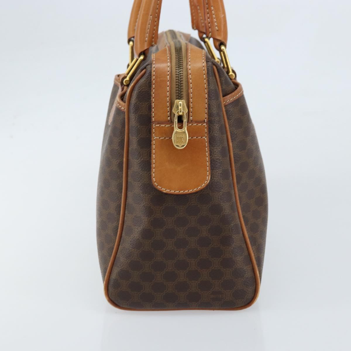 CELINE Macadam Canvas Hand Bag PVC Leather Brown Gold Auth ep13448