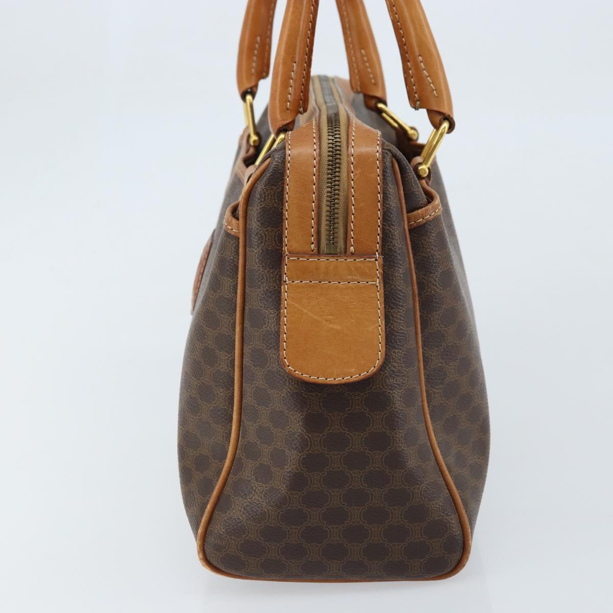 CELINE Macadam Canvas Hand Bag PVC Leather Brown Gold Auth ep13448