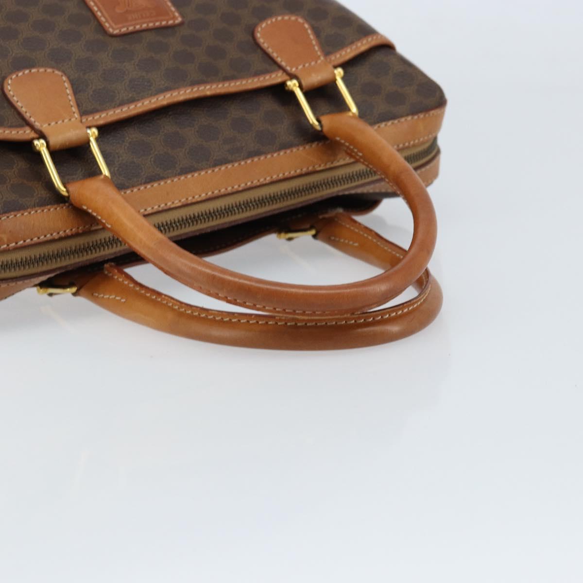 CELINE Macadam Canvas Hand Bag PVC Leather Brown Gold Auth ep13448