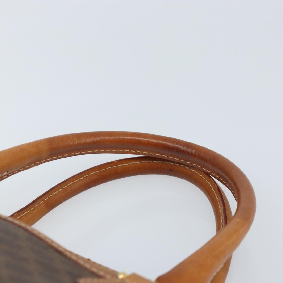 CELINE Macadam Canvas Hand Bag PVC Leather Brown Gold Auth ep13448