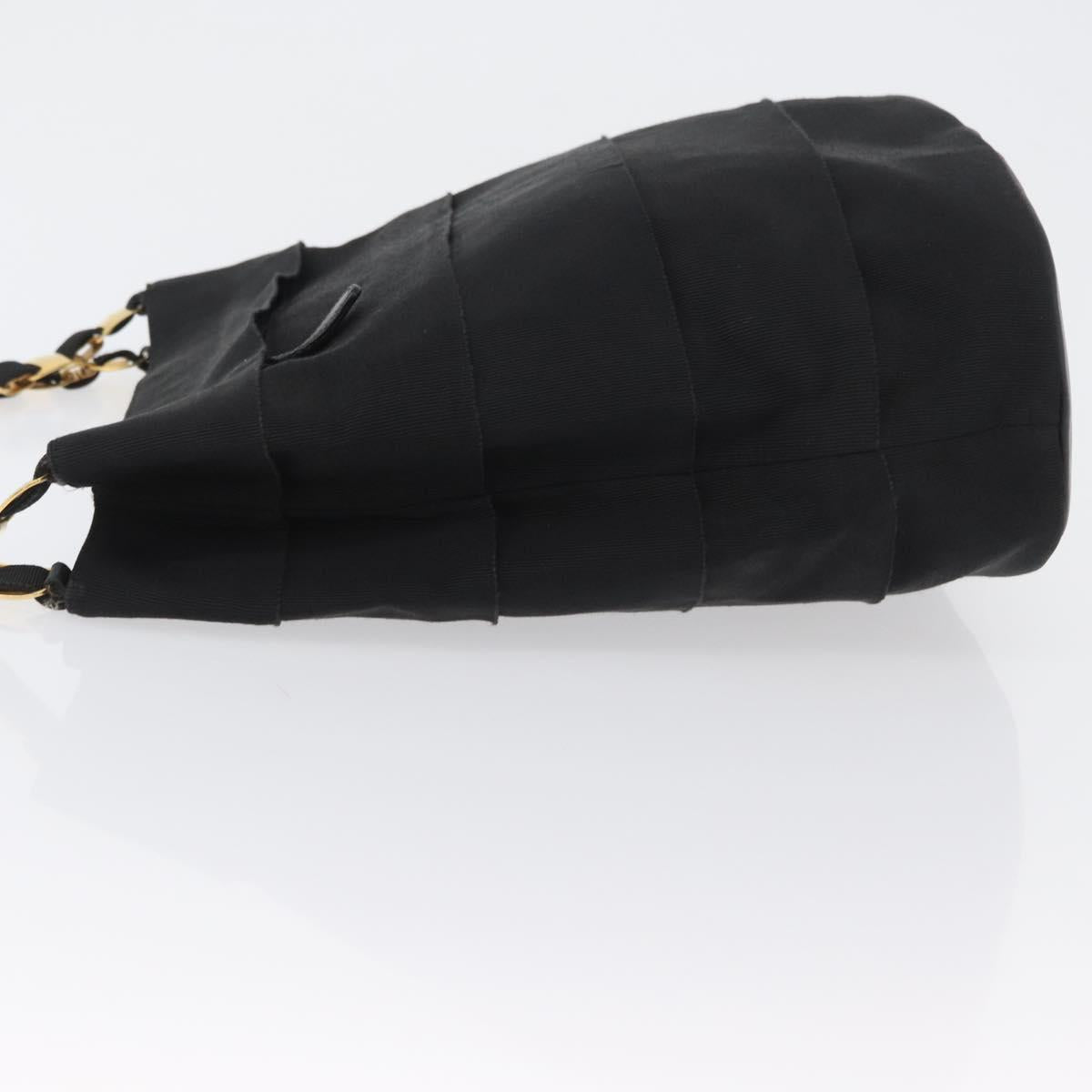 Salvatore Ferragamo Chain Vala Shoulder Bag Nylon Black Gold Auth ep13450