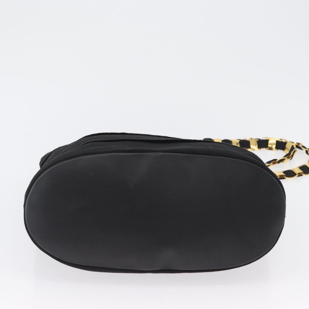Salvatore Ferragamo Chain Vala Shoulder Bag Nylon Black Gold Auth ep13450