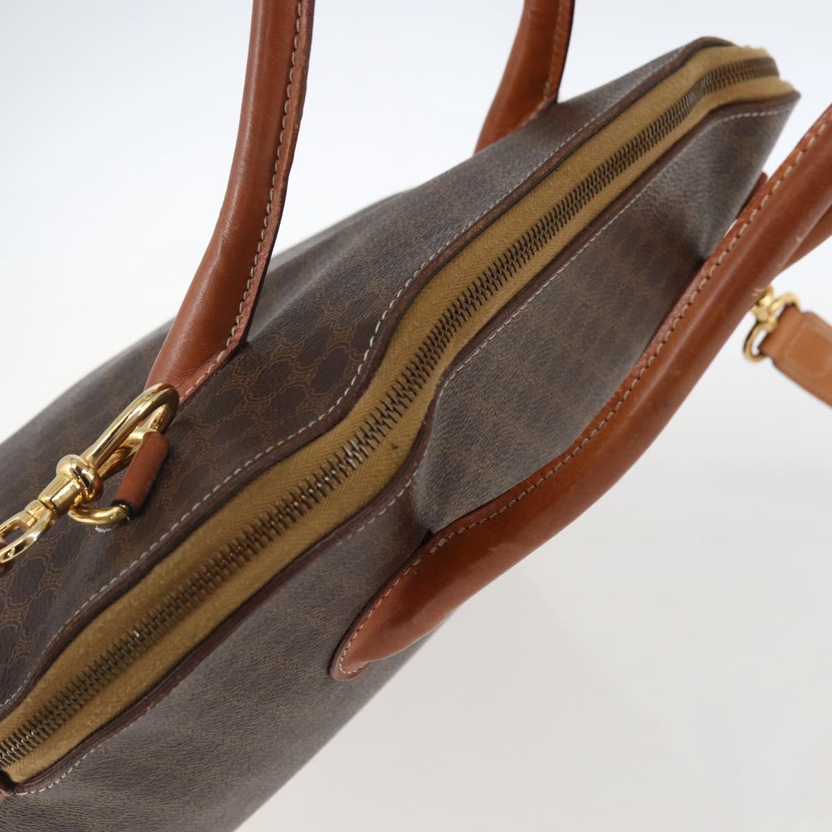 CELINE Macadam Canvas Hand Bag PVC Leather 2way Brown Gold Auth ep13453