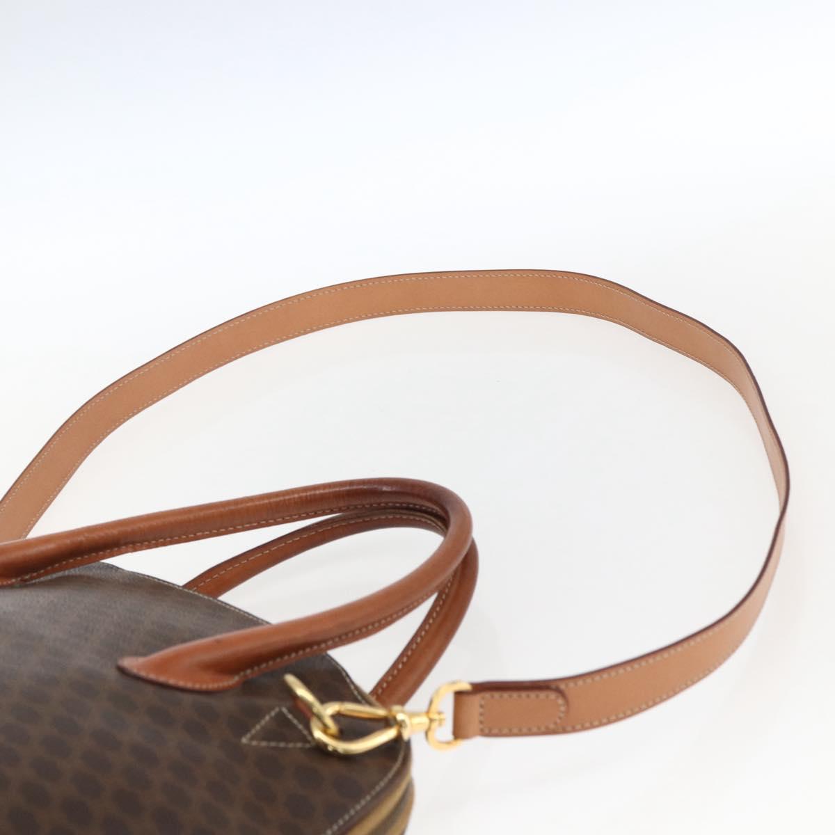 CELINE Macadam Canvas Hand Bag PVC Leather 2way Brown Gold Auth ep13453