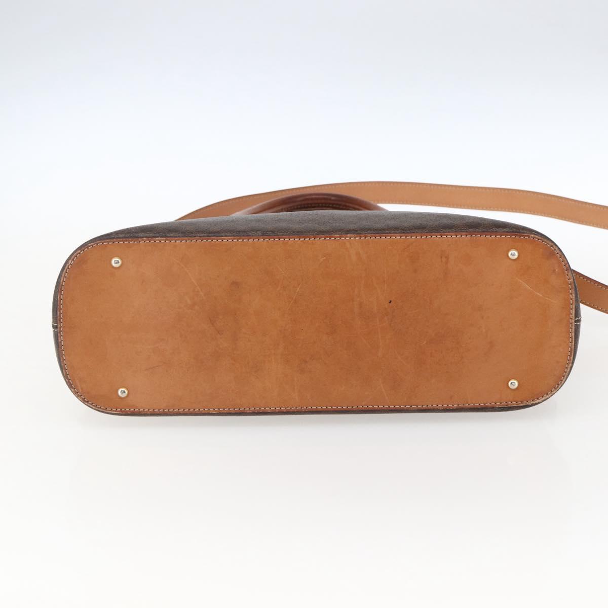 CELINE Macadam Canvas Hand Bag PVC Leather 2way Brown Gold Auth ep13453