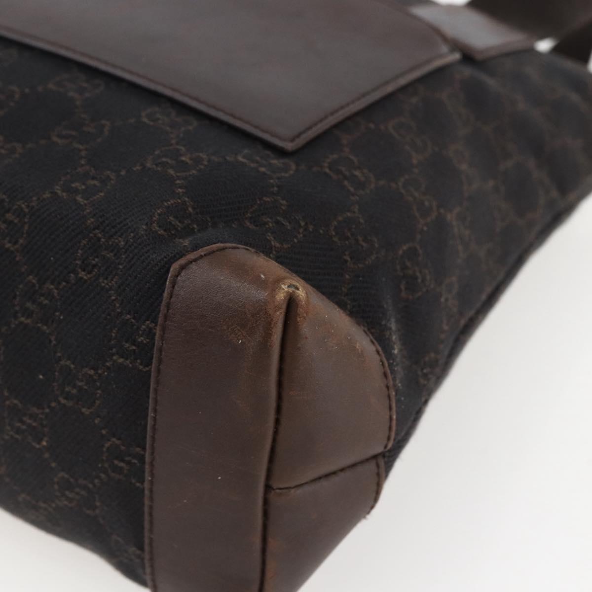 GUCCI GG Canvas Tote Bag Dark Brown Silver 28893 Auth ep13456