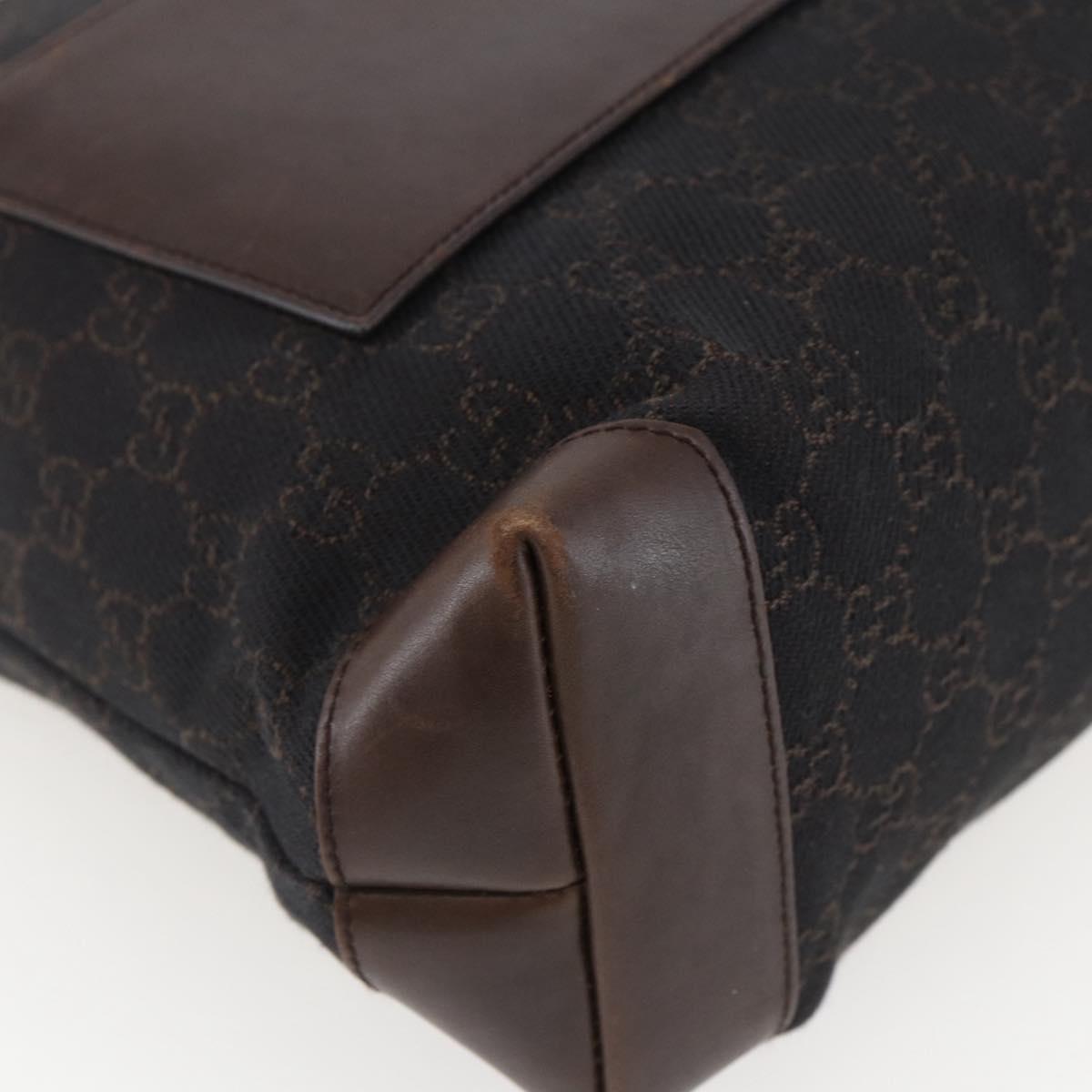 GUCCI GG Canvas Tote Bag Dark Brown Silver 28893 Auth ep13456