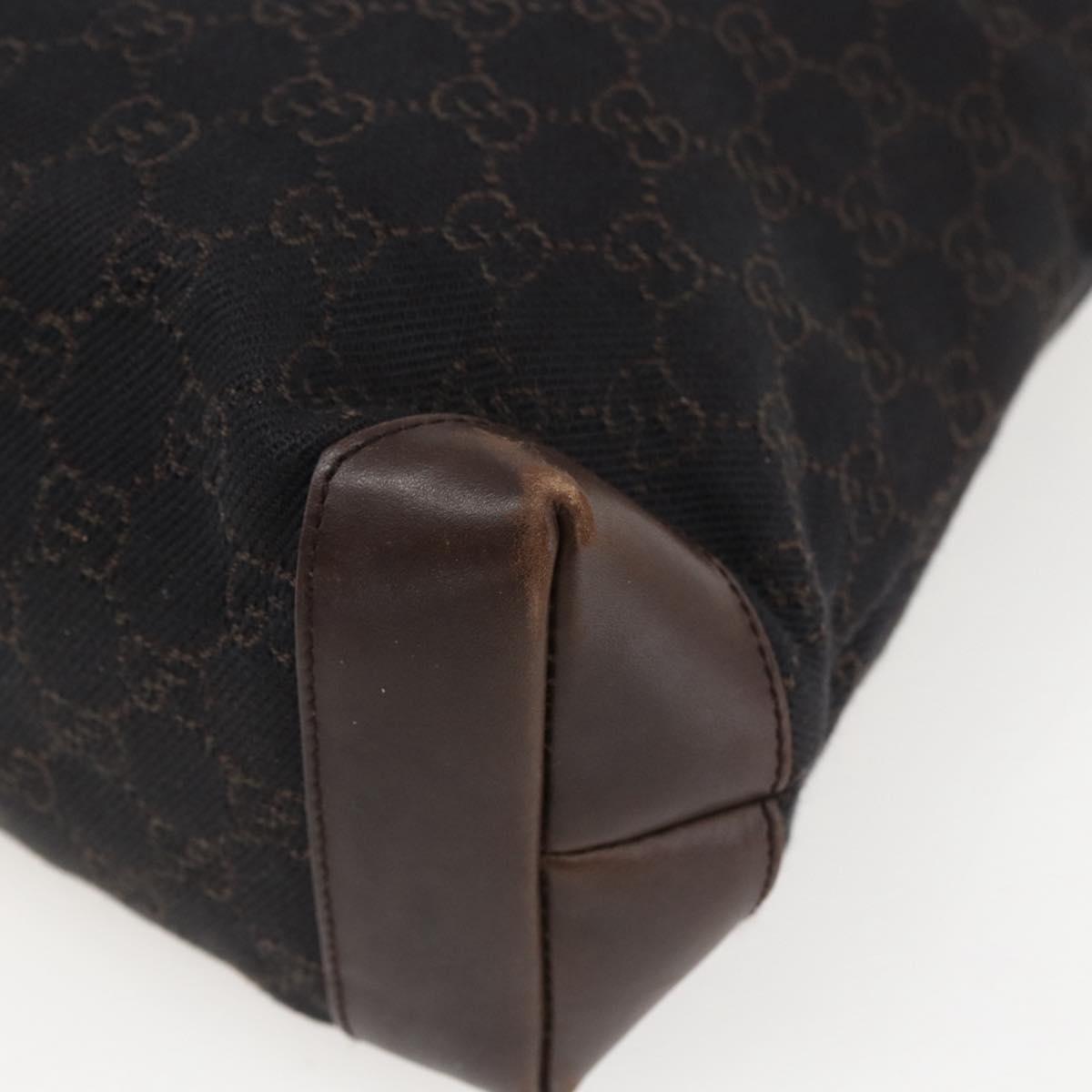 GUCCI GG Canvas Tote Bag Dark Brown Silver 28893 Auth ep13456