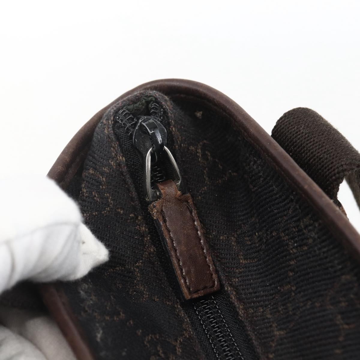 GUCCI GG Canvas Tote Bag Dark Brown Silver 28893 Auth ep13456