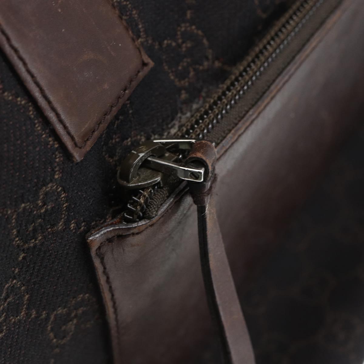 GUCCI GG Canvas Tote Bag Dark Brown Silver 28893 Auth ep13456