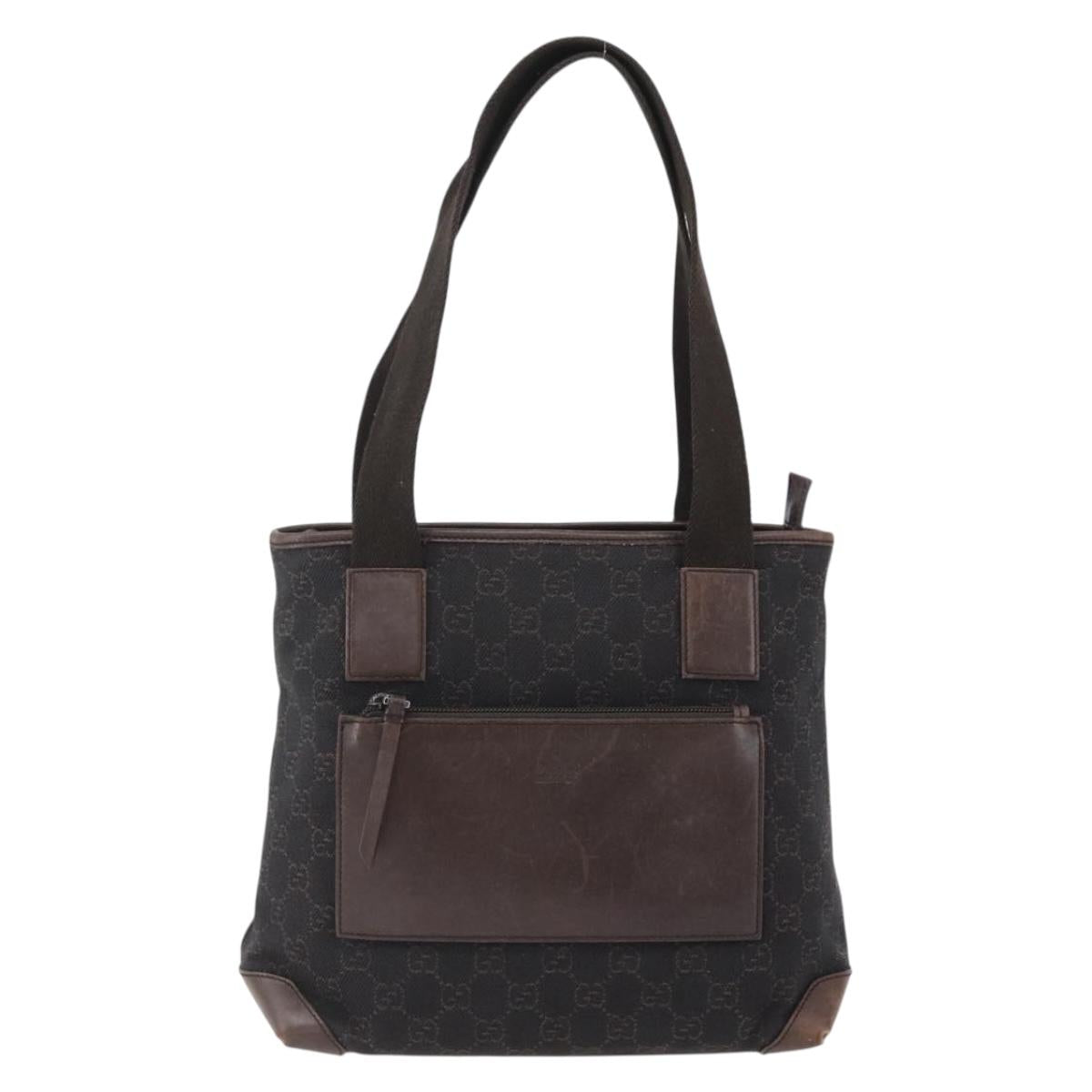 GUCCI GG Canvas Tote Bag Dark Brown Silver 28893 Auth ep13456