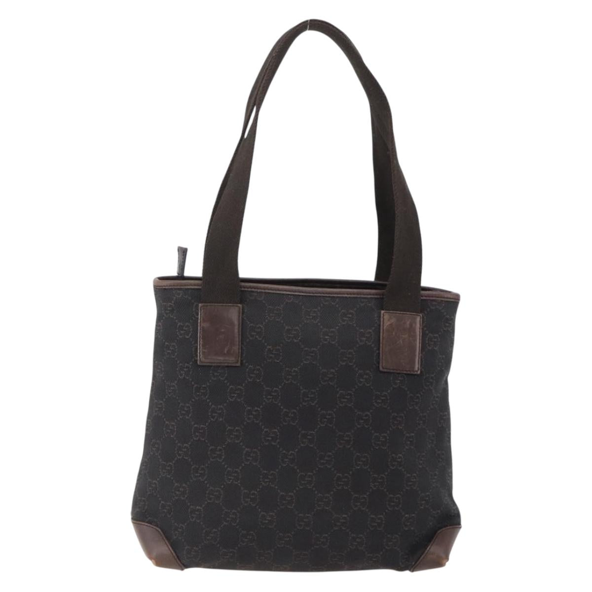 GUCCI GG Canvas Tote Bag Dark Brown Silver 28893 Auth ep13456