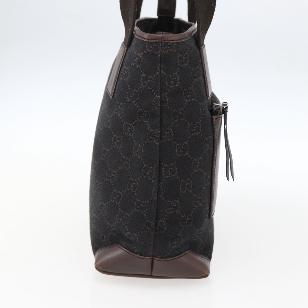 GUCCI GG Canvas Tote Bag Dark Brown Silver 28893 Auth ep13456