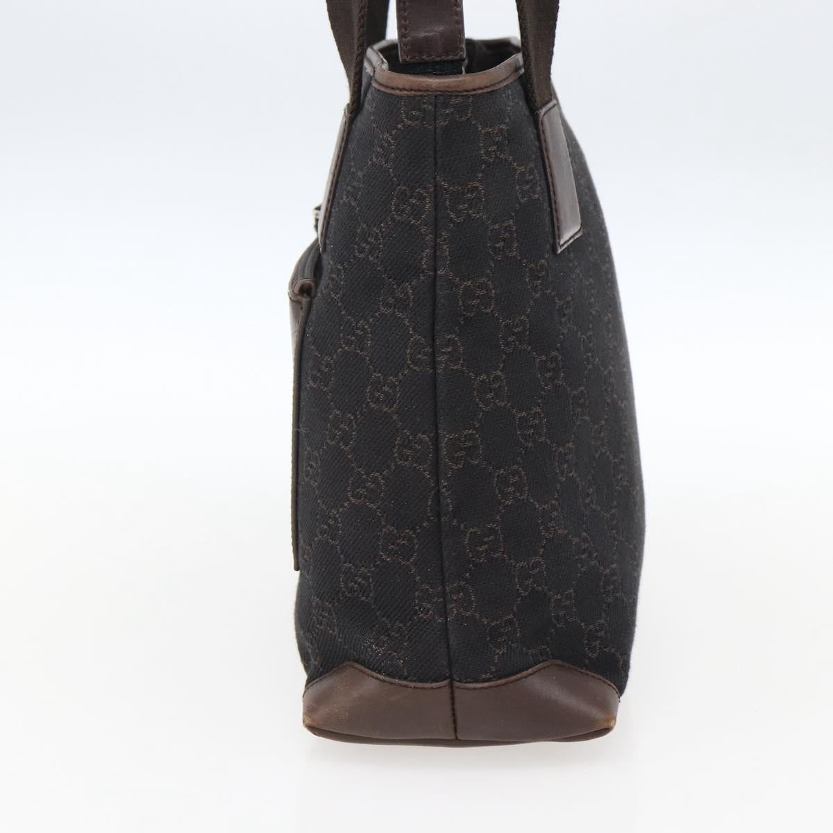 GUCCI GG Canvas Tote Bag Dark Brown Silver 28893 Auth ep13456