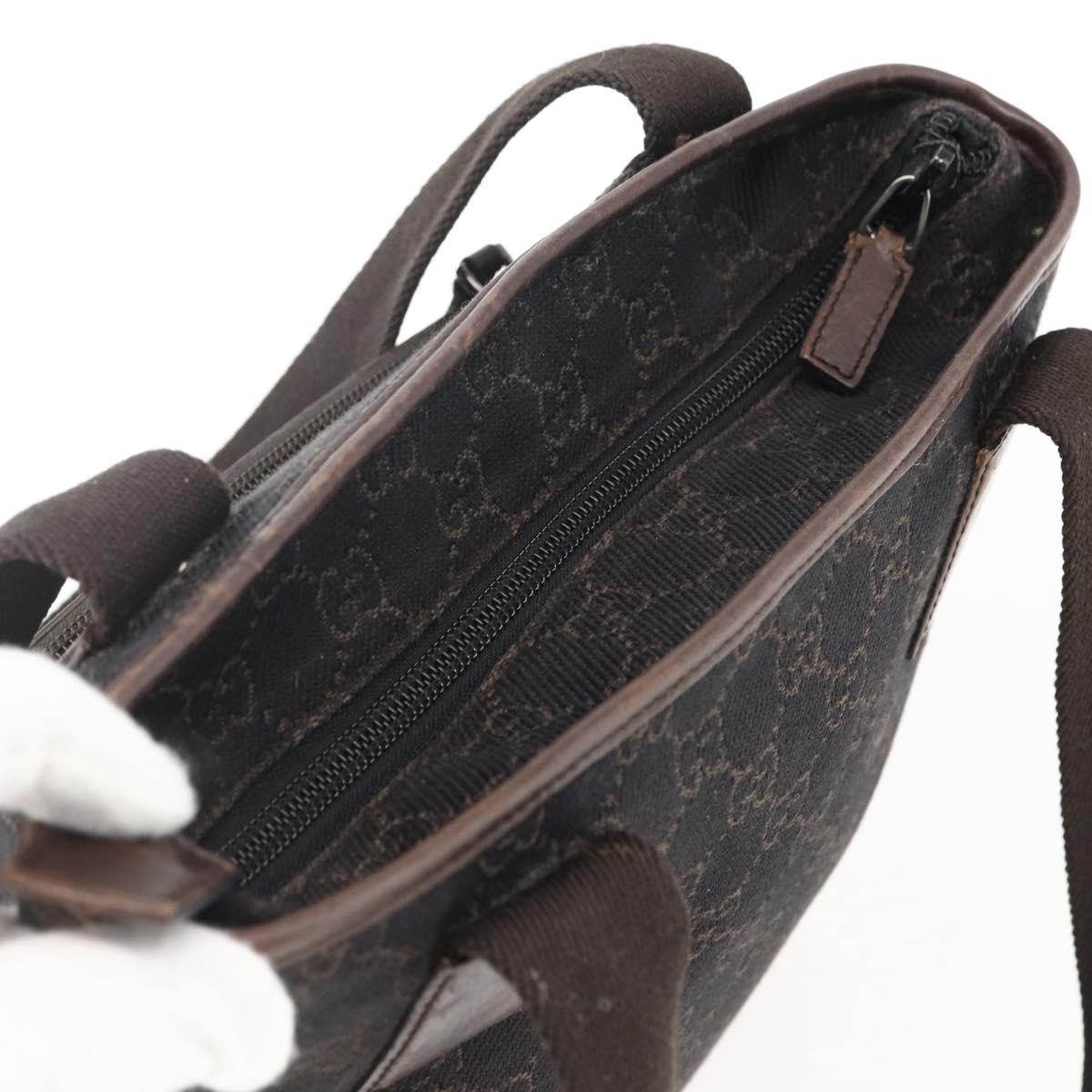 GUCCI GG Canvas Tote Bag Dark Brown Silver 28893 Auth ep13456