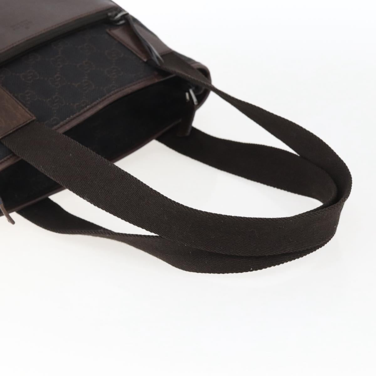 GUCCI GG Canvas Tote Bag Dark Brown Silver 28893 Auth ep13456