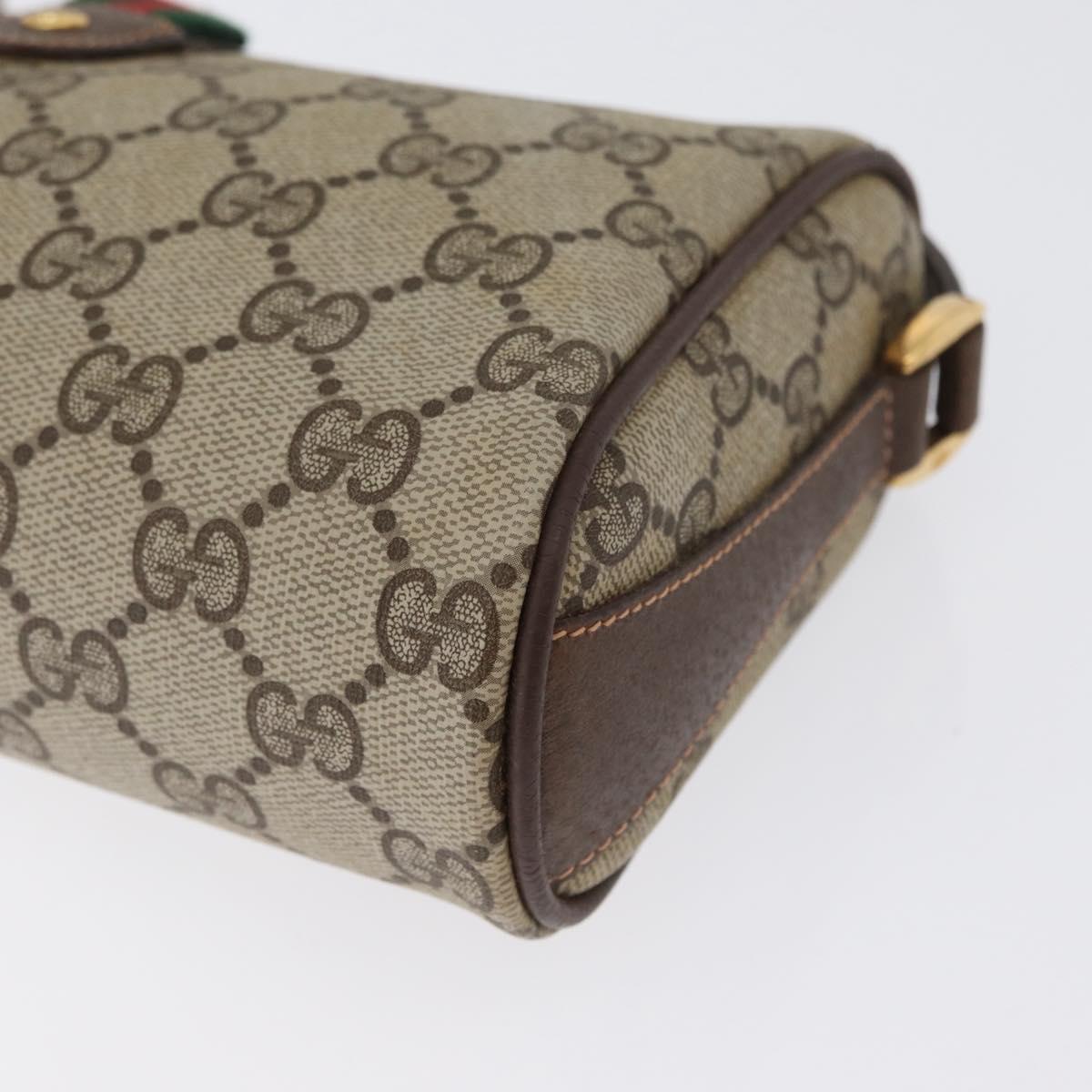 GUCCI GG Supreme Web Sherry Line Bag PVC Beige Gold 89 02 018 Auth ep13467